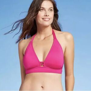 Kona Sol Pink Tie Back Triangle Bikini Top